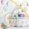 thumbnail image 1 of Guirnalda de cuentas de madera para Pascua, decoración rústica, rosario de cuentas de madera con borla para colgar en la pared, bandeja escalonada con cruces, decoración rústica para el, 1 of 9