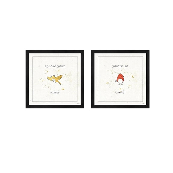 Metaverse Pela Studio 'Lil Tweeties A' Framed Art (Set of 2)