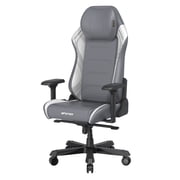 DXRacer Master Series Luxury Egnomic Office Chair for Big and Tall, with EPU Leatherette Upholstery, head rest and intergrated lumbar support, Gray and White