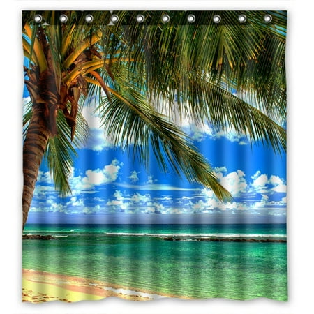 Palm Desert Shower Curtain - GCKG Beach Palm Tree Waterproof Polyester Shower Curtain and Hooks Size 66x72 inches