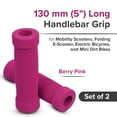 thumbnail image 3 of AlveyTech Berry 130 mm (5") Long Handlebar Grip (Set of 2) - Replacement Pink Foam Grips for Mobility Scooters, Folding E-Scooter, Electric Bicycles, Mini Dirt Gas Powered Bikes, Pocket Mod Bike Parts, 3 of 7