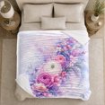 thumbnail image 5 of Purple Rose and Blush Flower Watercolor Bouquet, Soft Botanical Floral Art for Flower Lovers, Birthday Gift, Soft Flannel Blanket for Bedroom, Floral Home Decor, 5 of 9