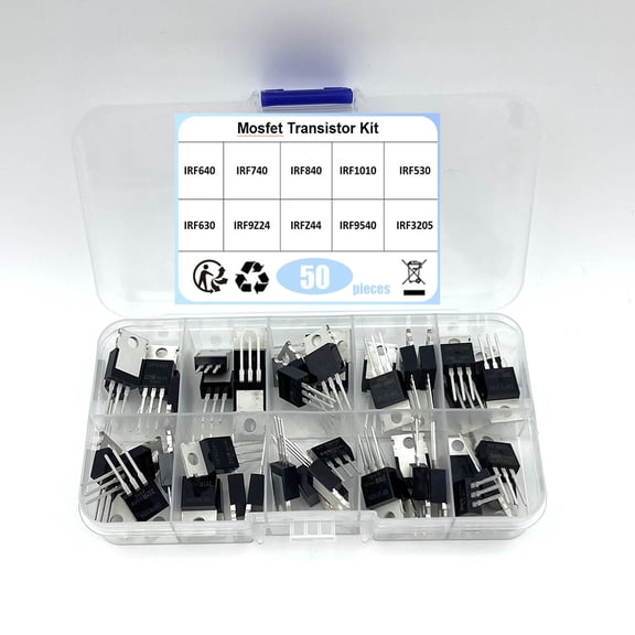 50Pcs/Box 10 Values Field Effect Transistor Kit IRF3205 IRF640 IRF740 IRF840 IRF530 IRF630 IRF1010 IRFZ44 IRF9540 IRF820 IRF9Z24