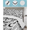 thumbnail image 4 of Quilts King Size Bedding Set, Black Cartoon Cats Lightweight Quilted Comforter, Modern Abstract Art Striped Cats Soft Reversible Bedspread Coverlet with Pillow Covers for All Season, 96" x 106", 4 of 7