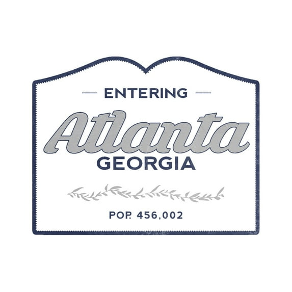 Atlanta, Georgia, Now Entering (Blue) (36x54 Giclee Gallery Art Print, Vivid Textured Wall Decor)