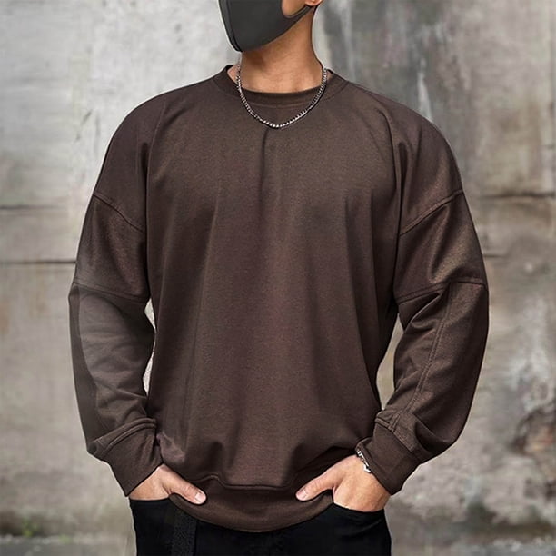 Blusas y camisas de manga larga con cuello redondo para hombre, sudaderas casuales, jersey de cuello redondo, sudadera de manga larga, blusa para hombre