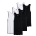thumbnail image 3 of Value Packs of Men's Big And Tall Black & White Ribbed 100% Cotton Tank Top A Shirts Undershirt (5XL, White, 3 Pack), 3 of 3