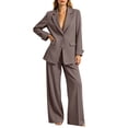 thumbnail image 2 of LYEAA Women Business Suit Sets 2 Piece Oversized Matching Set Long Sleeve Blazer Wide Leg Pant Formal Office Outfits, 2 of 5