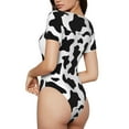 thumbnail image 3 of Easygdp Milk Cow Women's One-Piece Swimsuit Slim Fit Crew Neck Bodysuit Athletic Swimwear with Concealed Buckle - Small, 3 of 9