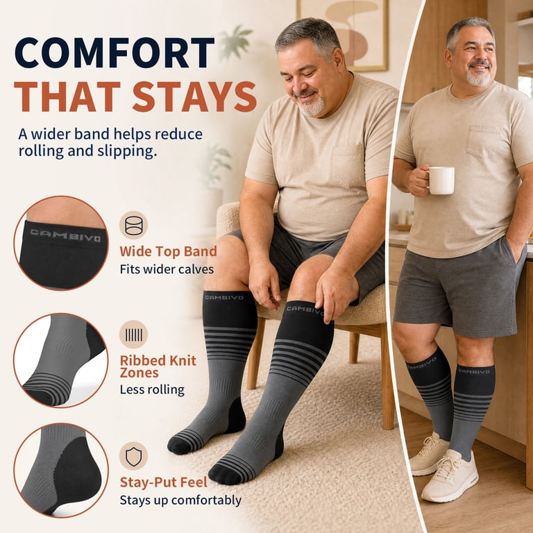 Cambivo Plus Size Compression Socks 2XL-4XL, 15-20 mmHg photo 4