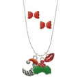 thumbnail image 1 of Delight Jewelry Silvertone Small Crescent Moon Santa Christmas Kiss Charm Necklace and Stud Earrings, 1 of 4