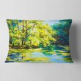thumbnail image 2 of Designart Blue Lake Under Green Tree - Landscape Painting Throw Pillow - 12x20, 2 of 5