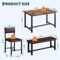 thumbnail image 2 of Bingirl 44.5 Inch Brown Wooden Dining and Kitchen Table Set for 4 with 2 Upholstered Chairs and Bench for Small Space Apartment Home Kitchen, 2 of 7