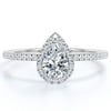 Vintage Pear Shaped Diamond Halo Engagement Ring in 10K White Gold