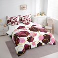 thumbnail image 3 of Manfei Pink Hexagon Honeycomb 7-Piece Bedding Comforter Set,Vintage Geometric Print King Bedding Sets,Modern Abstract Bed Sheets For Adults,Luxury Bedroom Decor Reversible, 3 of 8