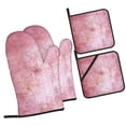 thumbnail image 2 of YFYANG Oven Mitts and Pot Holders Sets 4 Pieces, Non-Slip Heat Resistant Pink Vintage Pattern Kitchen Glove Pot Mat for Cooking and Baking, 2 of 8