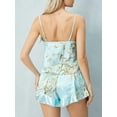 thumbnail image 3 of ZAXARRA Ensemble Pyjama 2 Pièces Femme Tops Cami + Shorts en Soie à Imprimé Floral Doux, 3 of 9