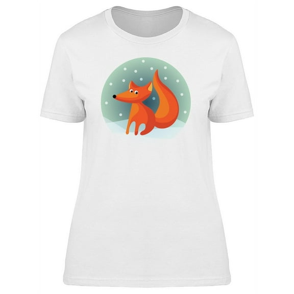 Fox On Winter Cartoon T-Shirt Women -Image by Shutterstock, Female x-Large