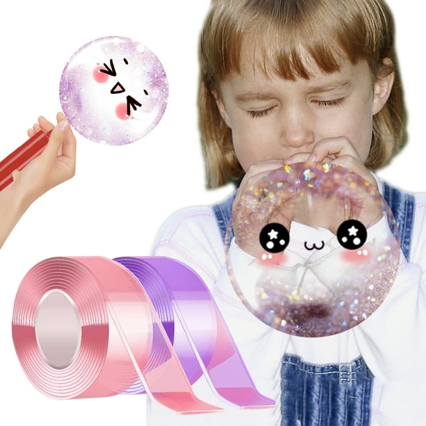 JIFON Nano Bubble Tape Kit with Glitter and Inflator, Nano Tape Magic Plastic Bubbles DIY Craft