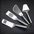 thumbnail image 4 of CCWADH 4Pcs Stainless Steel Spatula Set, Metal Turners for Kitchen Use, Metal Cooking Utensils for Cast Iron Skillet with Handle, 9.8" Spatula Flipper for Frying Egg, Brownie, Cookies or Pancake, 4 of 5