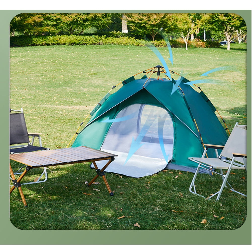 DERCLIVE Pop up Camping Tent, 2-4 Person, Automatic Setup Family Instant Tents, Waterproof Windproof Ropes Anti-UV, Ultralight Blackout Camping Tent Outdoor for Hiking Camp