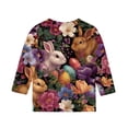 thumbnail image 5 of LTTVQM Girls Easter Shirts 3/4 Sleeve Funny Eggs Bunny Print T Shirts Comfortable Crewneck Blouse Fashion Clothes Black 12-13 Years, 5 of 5