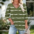 thumbnail image 4 of Women's 2025 Summer Chiffon Blouses Short Sleeve V Neck Tshirts Loose Casual Flowy Dressy Tops Army Green 2XL, 4 of 6