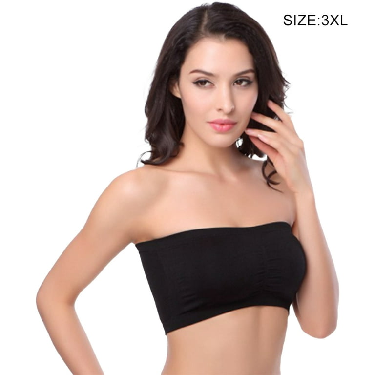 Jygee Wireless Bra Strapless Bras Bandeau Accessories Tube Top Pull-On  Closure Good Elasticity for Off Shoulder Clothes Dress Gown black