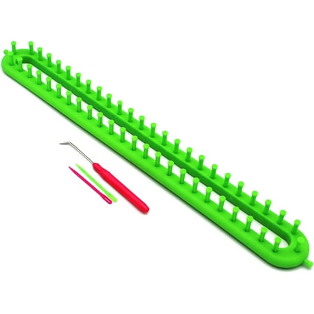 Knitting Loom Long Loom Knitting, 36 cm Rectangle Knitting Looms for Beginners, Scarf Loom Crochet Loom, Square Loom Knitting with Adjustable Pegs & Knitting Needles for Scarf Sweater