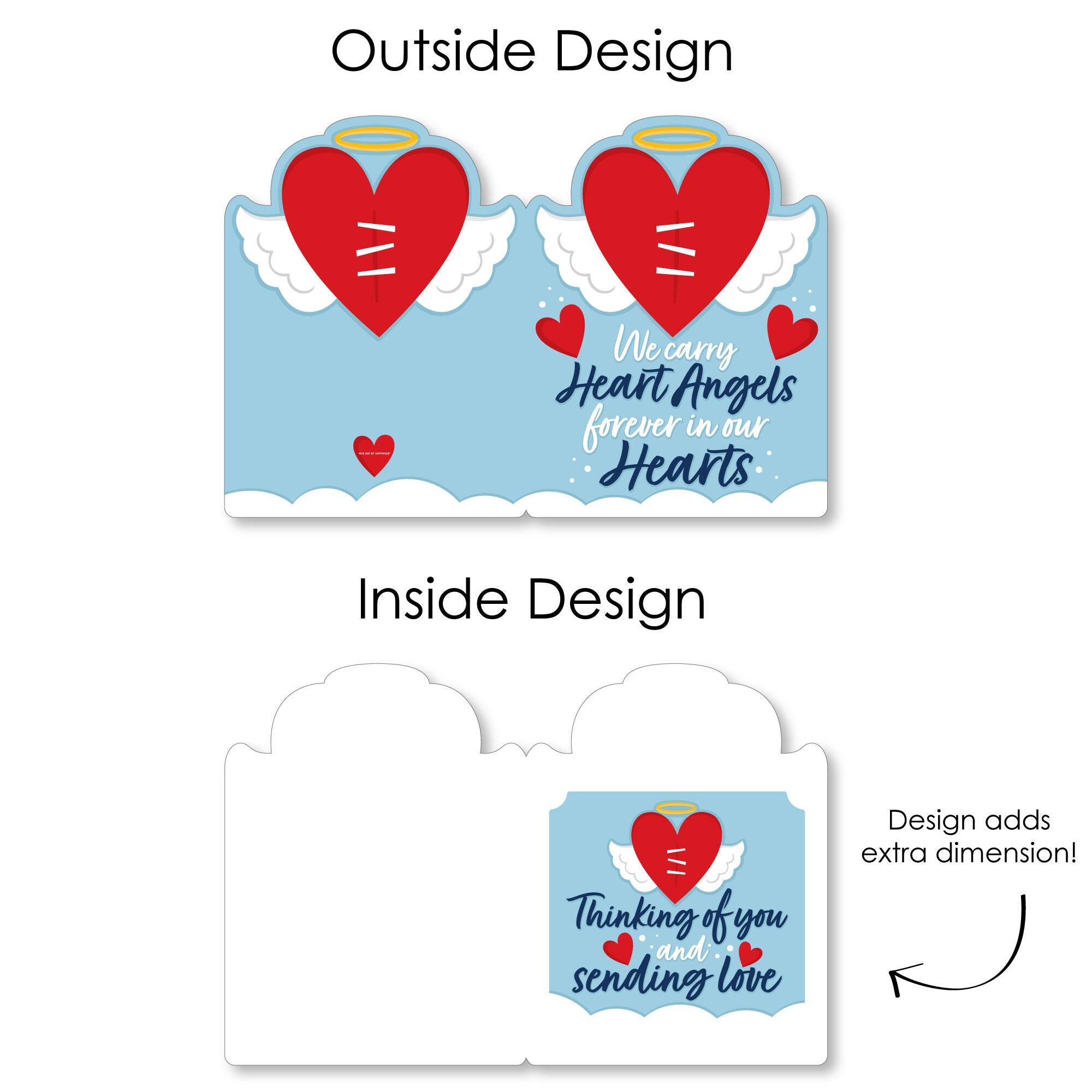 Big Dot of Happiness Heart Angel - Sympathy Giant Greeting Card - Big Shaped Jumborific Card