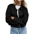 thumbnail image 3 of Chaqueta Corta de Ante Sintético para Mujer, Informal, Ligera, para Otoño e Invierno. Negro XL, 3 of 8