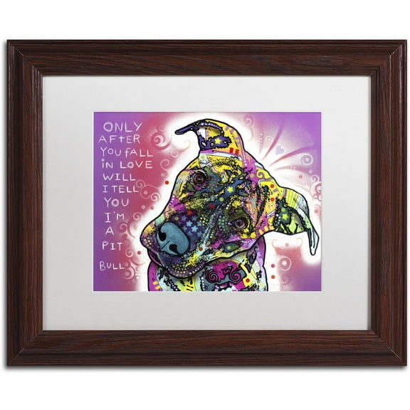 Trademark Fine Art "I'm a Pit Bull" Canvas Art by Dean Russo, White Matte, Wood Frame