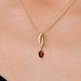 thumbnail image 3 of Gem Stone King 10K Yellow Gold Red Garnet and Lab Grown Diamond Pendant Necklace for Women | 0.60 Cttw | Gemstone January Birthstone | Oval 6X4MM | With 18 inch Chain, 3 of 6
