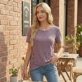 thumbnail image 2 of Womens Summer Tunic Tops Short Sleeve Crew Neck Casual Shirts Button Detail Loose Fit T Shirts for Daily Wear Vacation, 2 of 8