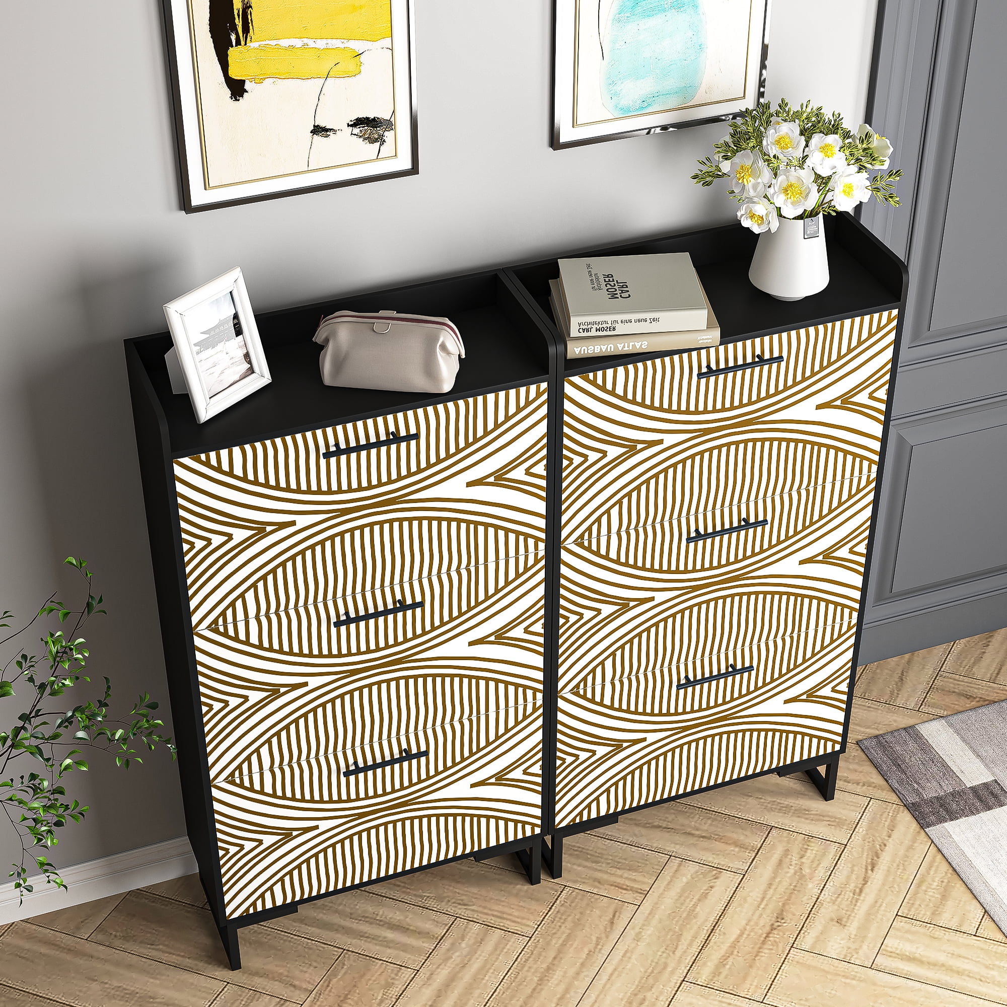 YYAo Entryway Shoe Cabinet, Shoes Storage Organizer Narrow Shoe Storage Rack with Flip Doors, Tipping Bucket Shoe Cabinet for Closet, Living Room, Black YYAo Entryway Shoe Cabinet, Shoes Storage Organizer Narrow Shoe Storage Rack with Flip Doors, Tipping Bucket Shoe Cabinet for Closet, Living Room, Black