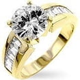 thumbnail image 2 of 18k Gold Plated Engagement Ring with Channel Set Baguette Cubic Zirconia and a Round Cut CZ Size 8, 2 of 2