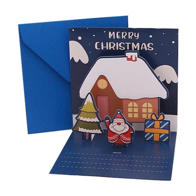Less Than 5 Greeting Card Christmas Card Small Card with Envelope Sticker 3D Cute Holiday Greeting Card Santa Snowman Reindeer Christmas Tree Christmas Card 4x5 Inches