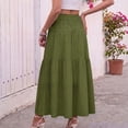 thumbnail image 3 of JIRNYORLL Womens Smocked Tiered Maxi Skirt with Pockets Drawstring Elastic High Waisted A Line Long Skirts, Army Green M, 3 of 6