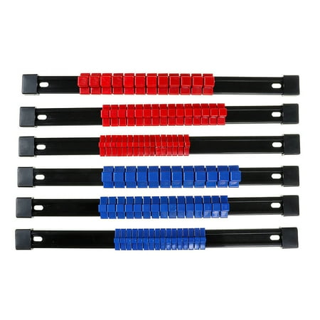 

ABIDE 6PCS 35.5CM/14Inch Long Socket Storage Rail Mountable Plastic Socket Storage Rail Kit Red And Blue Socket Sliding Tray Rack