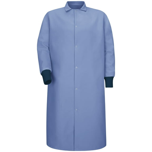 Red Kap Gripper-Front Spun Polyester Pocketless Butcher Coat with Knit Cuffs