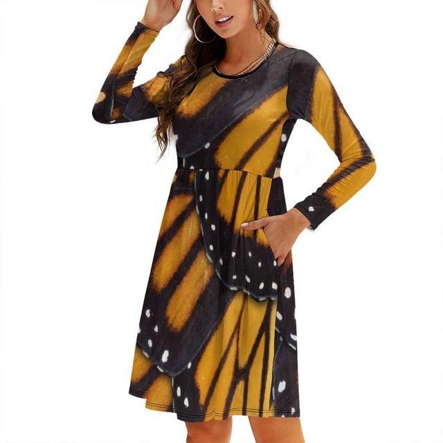 Robe Mandala Monarch pour Femmes Automne Hiver Manches Longues Mode avec Poches Robes à Capuche Monarch