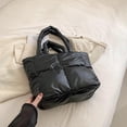 thumbnail image 4 of Bolsa de tela acolchada, Bolsos de mano de diseño elegantes y de lujo con relleno de algodón para mujer, bolso de hombro acolchado suave para el invierno. NEGRO, 4 of 4