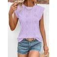 thumbnail image 5 of SMZ Women's Summer Tops Casual Crewneck Cap Sleeve Shirts Lightweight Crochet Knit Texture Tank Top Blouses, 5 of 5