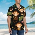 thumbnail image 6 of Uemuo Monkeys Swinging from Palms Printed Regular Fit Short Sleeve Casual Hawaiian Shirt for Men,Aloha shirt,Tropical shirt,Floral print shirt,Vacation Beach shirt-XX-Large, 6 of 9