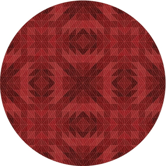 Ahgly Company Indoor Round Patterned Love Red Area Rugs, 7' Round