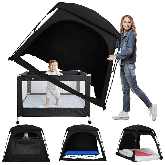 KNOCLOC Blackout Sleep Tent for Toddler Travel Bed, Pack and Play, Kids Air Mattress & Cot, CPC Certified Baby Sleep Pod with Fan Pouch Breathable Portable & Easy Setup