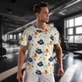 thumbnail image 3 of Wukai Flower Leaves Print Men's Short-Sleeved Mesh T-Shirt,Quick-Dry Short Sleeve Workout T-Shirt-, 3 of 8