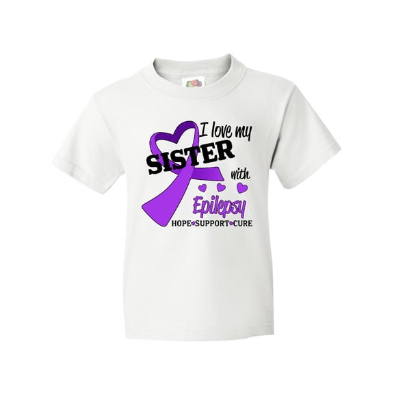 Inktastic I Love my Sister with Epilepsy Hope, Support, Cure Youth T-Shirt