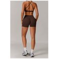 thumbnail image 4 of PISONIC Women Two Piece Workout Sets Support Ruched Cross Back Sports Bras Matching Booty Lifting Shorts Gym Yoga Outfits, 4 of 7