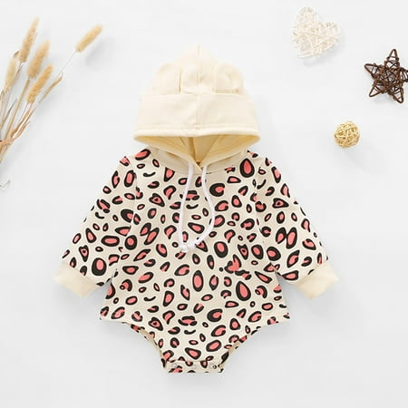 

Hunpta Infant Boys Girls Autumn Winter Long Sleeve Leopard Print Bears Ears Hooded Romper Newborn Bodysuits